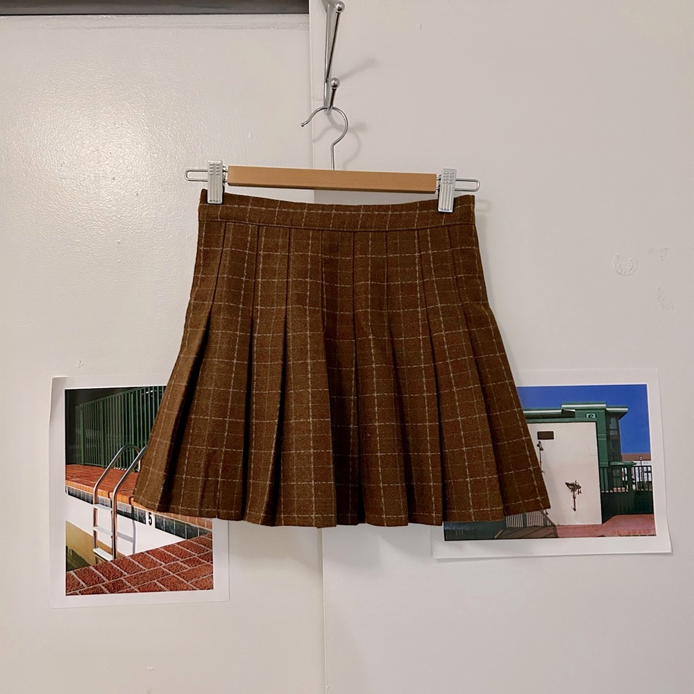 PLEATED WOOL MINI SKIRT